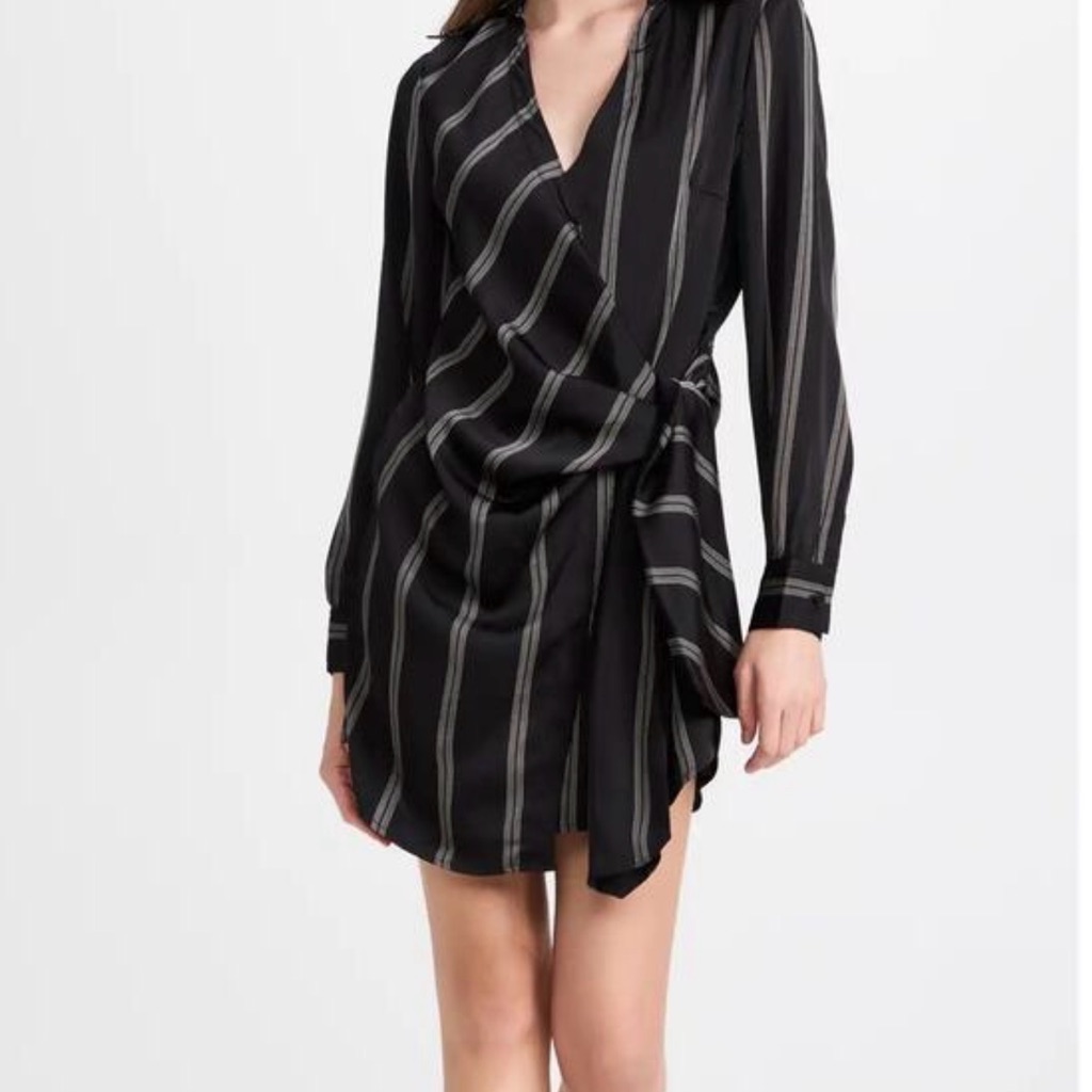 Simkhai Black Striped Wrap Dress